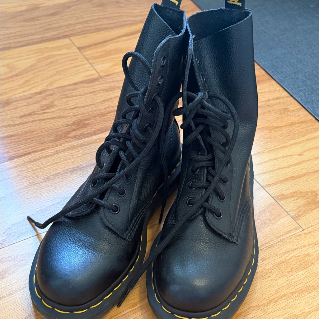 Dr. Martens Black Boots With Yellow Stitch Accent